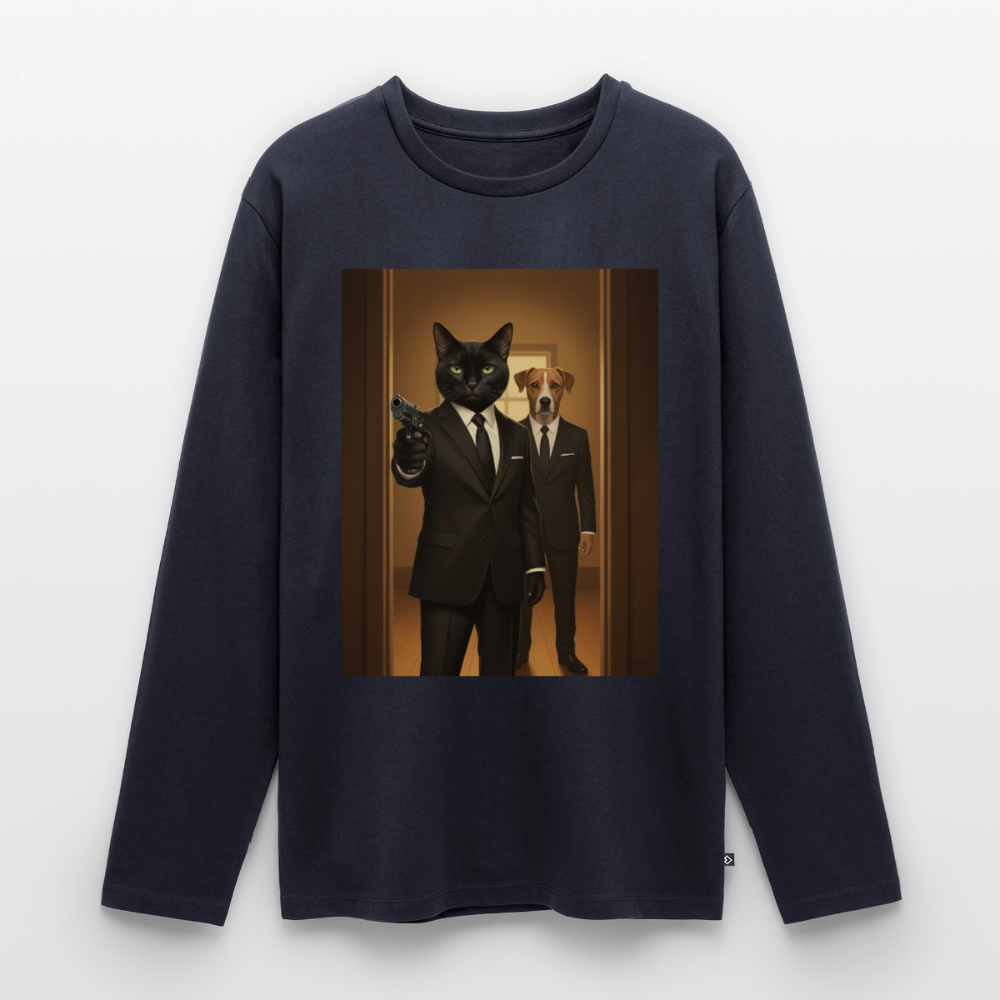 Krümel – Say Meow Again | Männer Premium Bio Langarmshirt - Navy