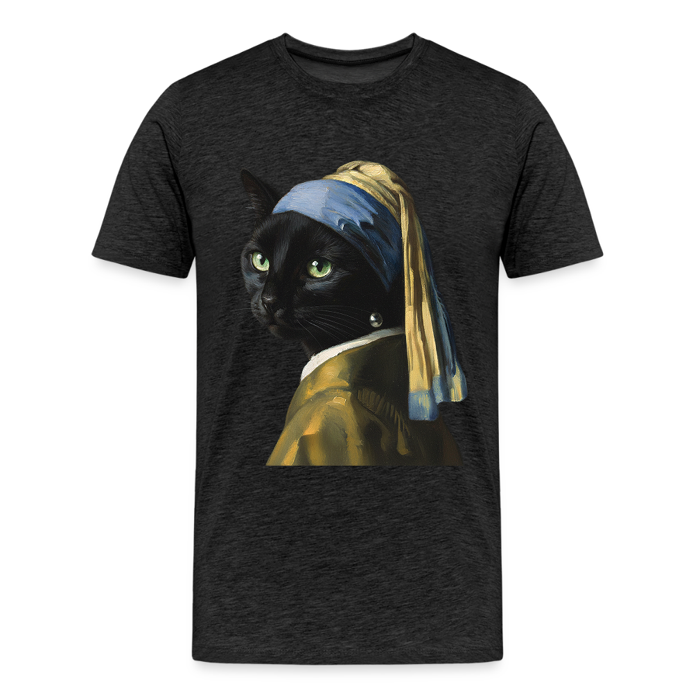 Das Mädchen mit dem Perlenohrring… aber es ist eine Katze | Männer Premium T-Shirt - Anthrazit