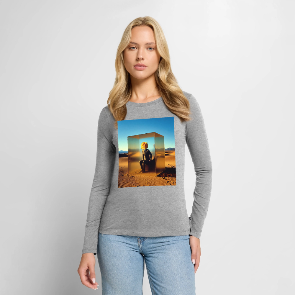 Gefühle unter Glas | Frauen Premium Bio Langarmshirt - Grau meliert