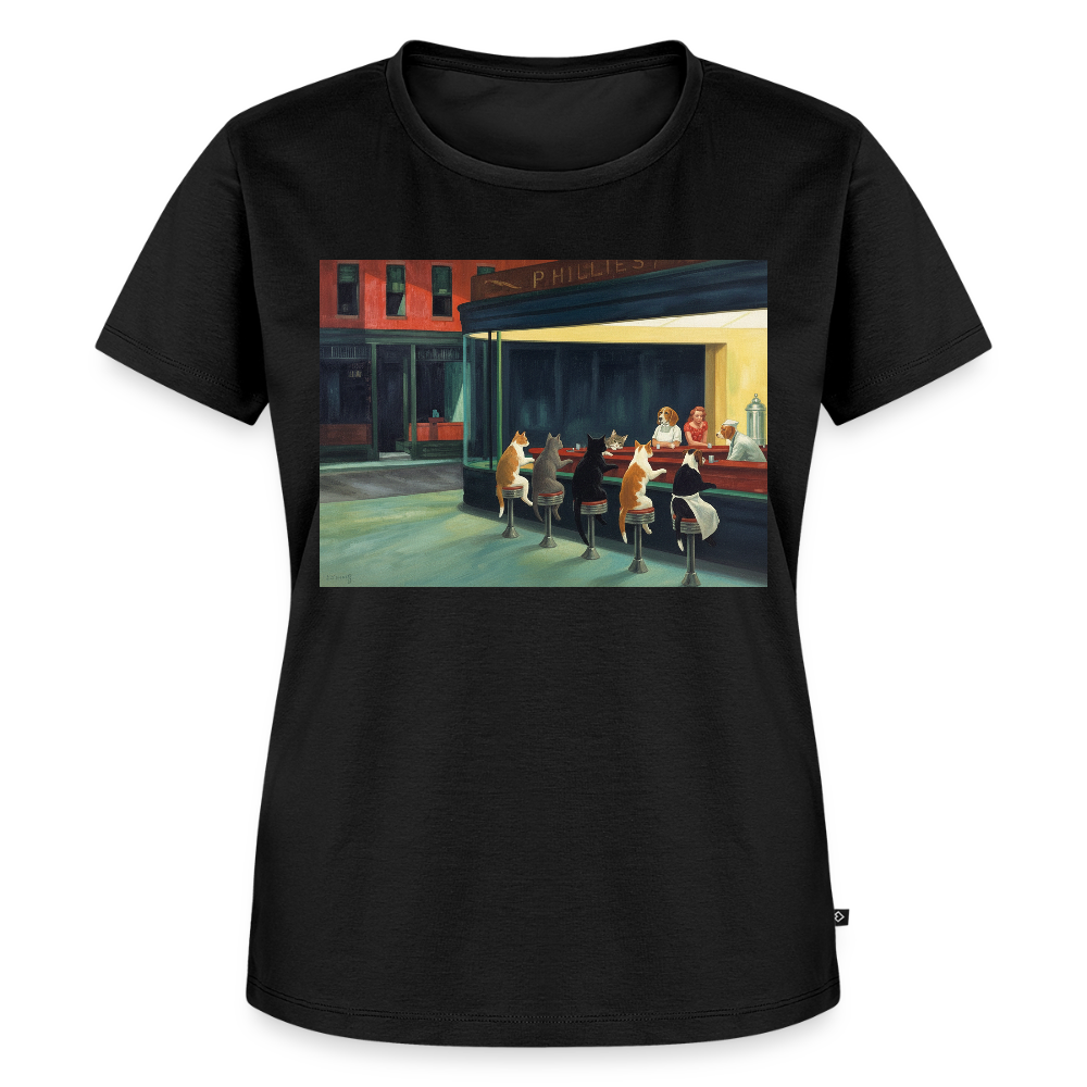 Wenn Hopper Katzen gemalt hätte | Frauen Premium T-Shirt - Schwarz