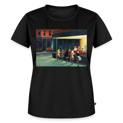 Wenn Hopper Katzen gemalt hätte | Frauen Premium T-Shirt - Schwarz