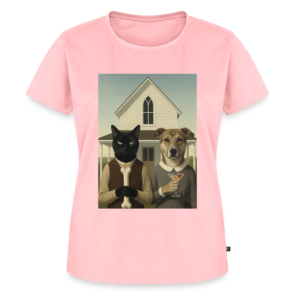 American Gothic… aber mit Katze und Hund | Frauen Premium T-Shirt - Rosa