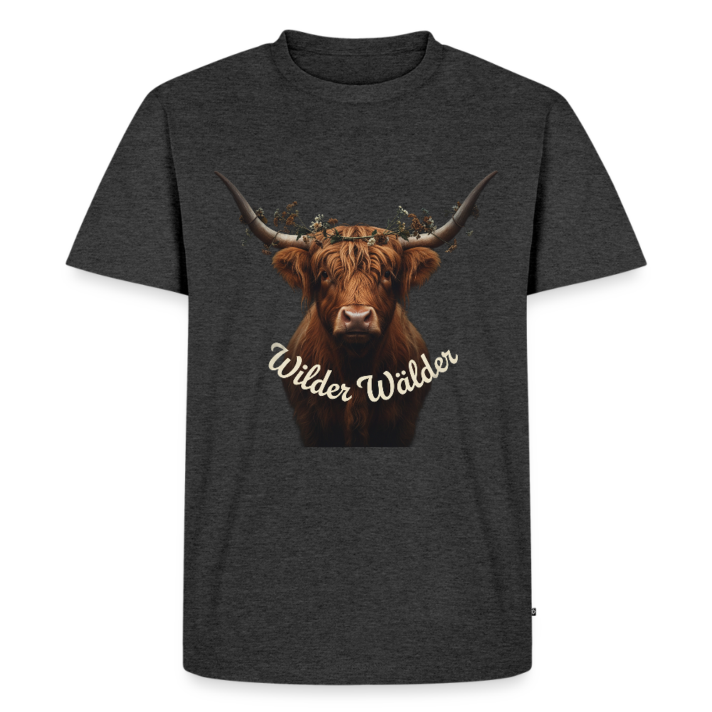 Wilder Wälder – Schwarzwald Highland Rind | Männer Premium T-Shirt - Anthrazit meliert
