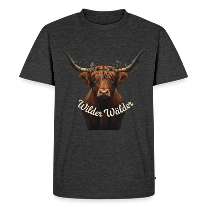 Wilder Wälder – Schwarzwald Highland Rind | Männer Premium T-Shirt - Anthrazit meliert