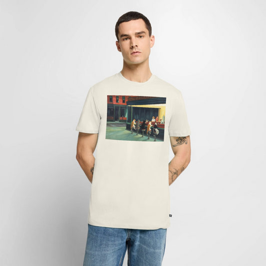 Wenn Hopper Katzen gemalt hätte | Männer Premium T-Shirt - Naturweiß