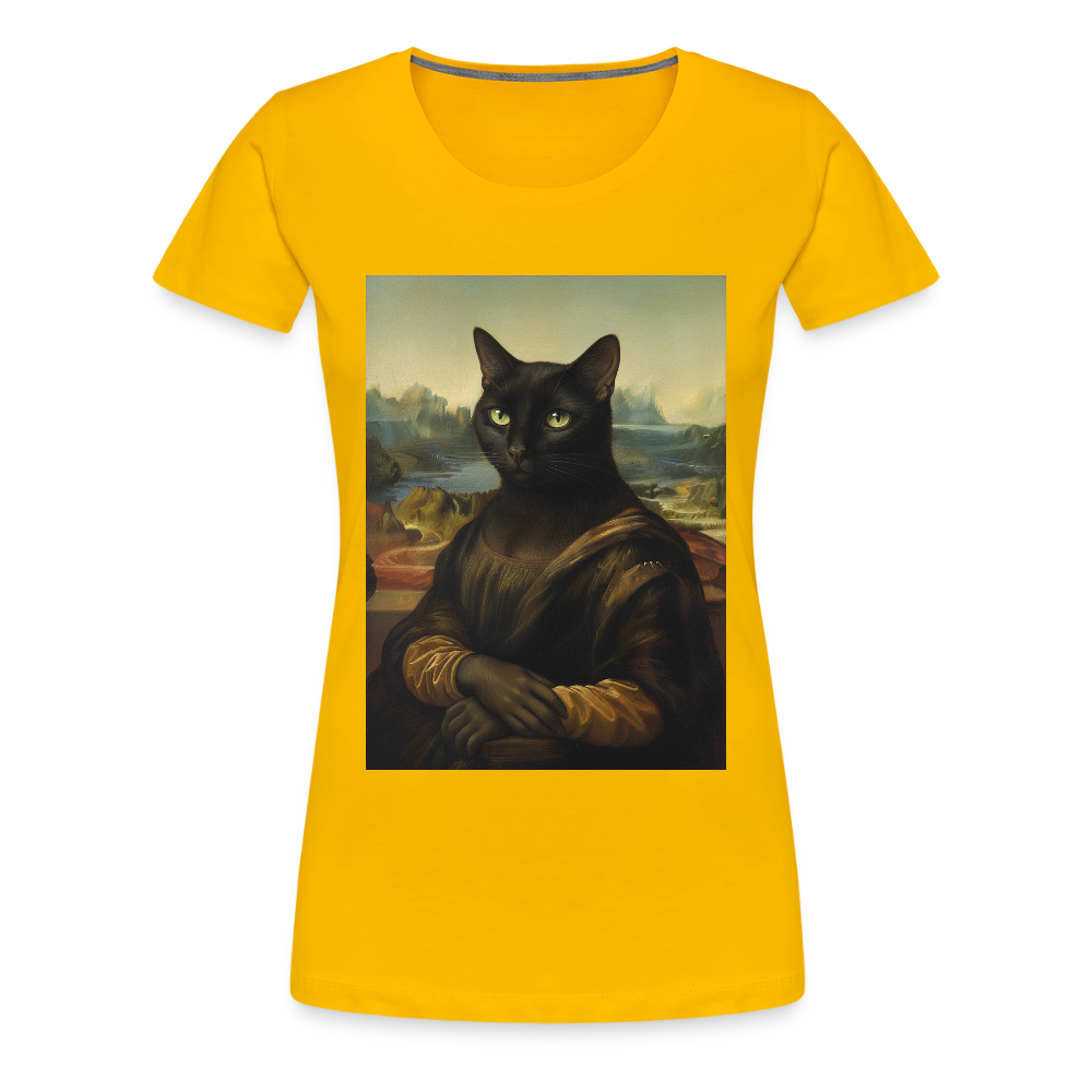 Mona Lisa… aber es ist eine Katze | Frauen Premium T-Shirt - Sonnengelb
