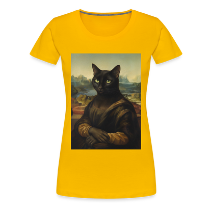 Mona Lisa… aber es ist eine Katze | Frauen Premium T-Shirt - Sonnengelb