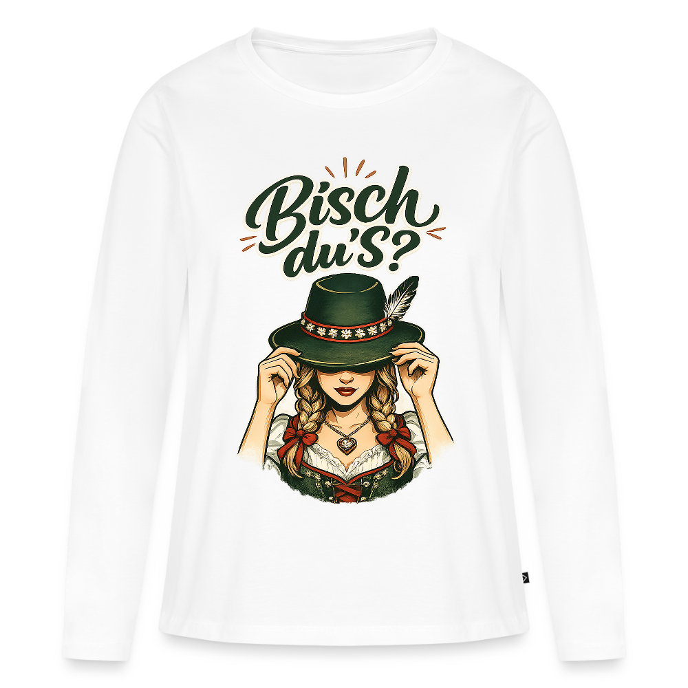 Bisch du’s? – Der Blick sagt alles | Frauen Premium Bio Langarmshirt - Weiß