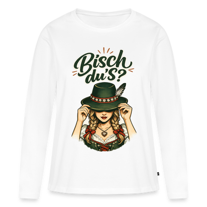 Bisch du’s? – Der Blick sagt alles | Frauen Premium Bio Langarmshirt - Weiß