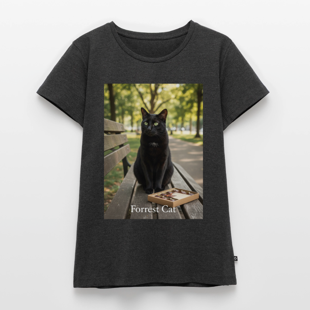 Forrest Cat – Krümel wartet | Frauen Premium T-Shirt - Anthrazit meliert