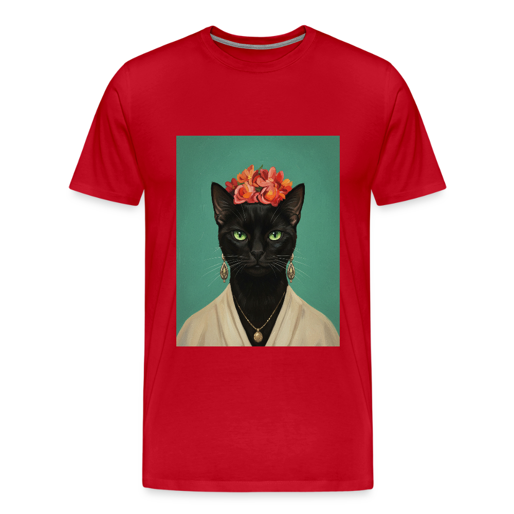Frida Katze – Künstlerisches Katzenporträt | Premium Herren T-Shirt - red