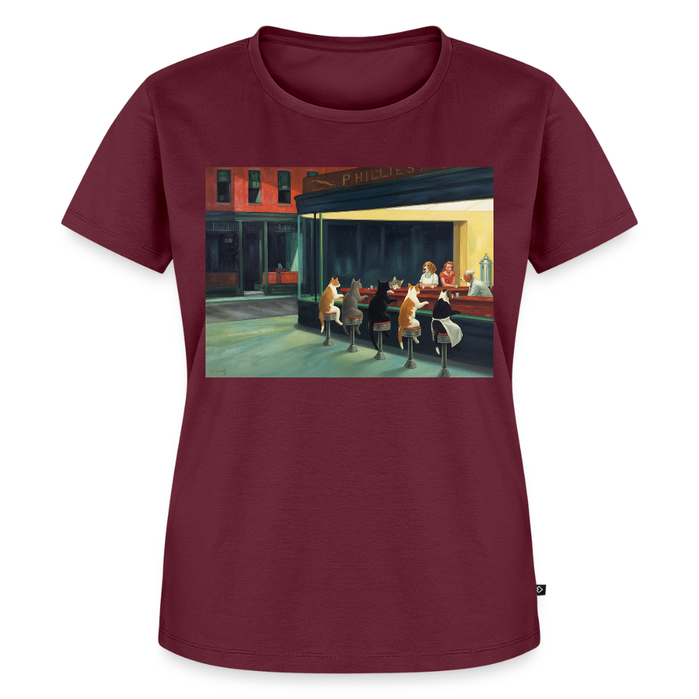 Wenn Hopper Katzen gemalt hätte | Frauen Premium T-Shirt - Burgunderrot