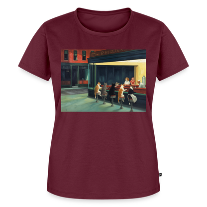 Wenn Hopper Katzen gemalt hätte | Frauen Premium T-Shirt - Burgunderrot