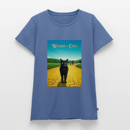 Wizard of Cats – Der gelbe Weg gehört Krümel | Frauen Premium T-Shirt - Taubenblau