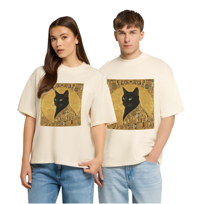 Adele… aber sie schnurrt – Goldene Katze à la Klimt | Stanley/Stella Oversized Unisex Bio T-Shirt Blaster - Natur