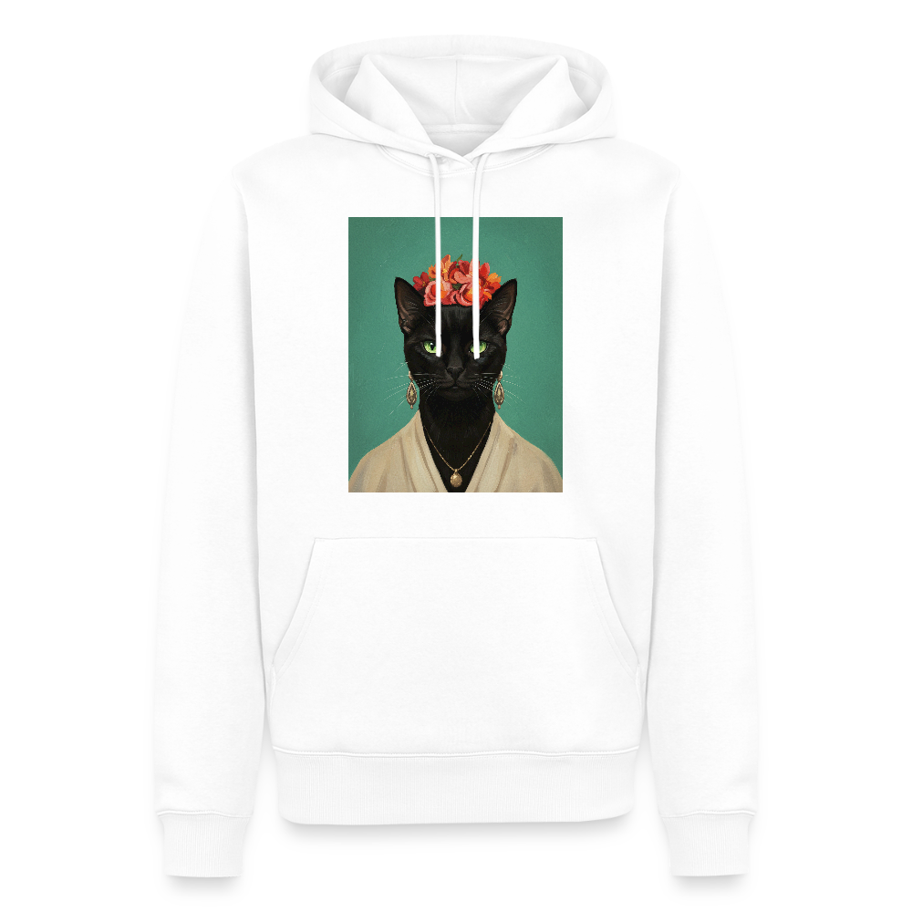 Frida Katze – Künstlerisches Katzenporträt | Premium Herren Hoodie - white