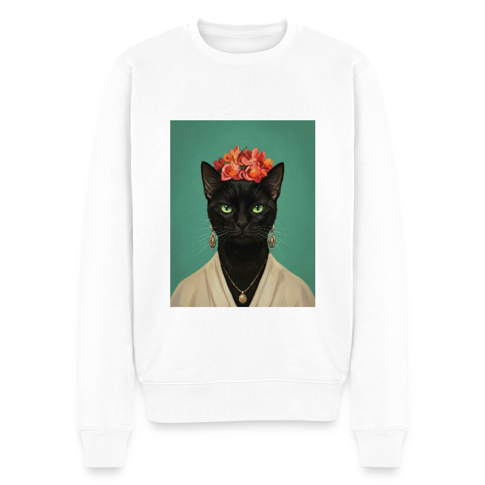 Frida Katze – Künstlerisches Katzenporträt | Men’s Premium Sweatshirt - white