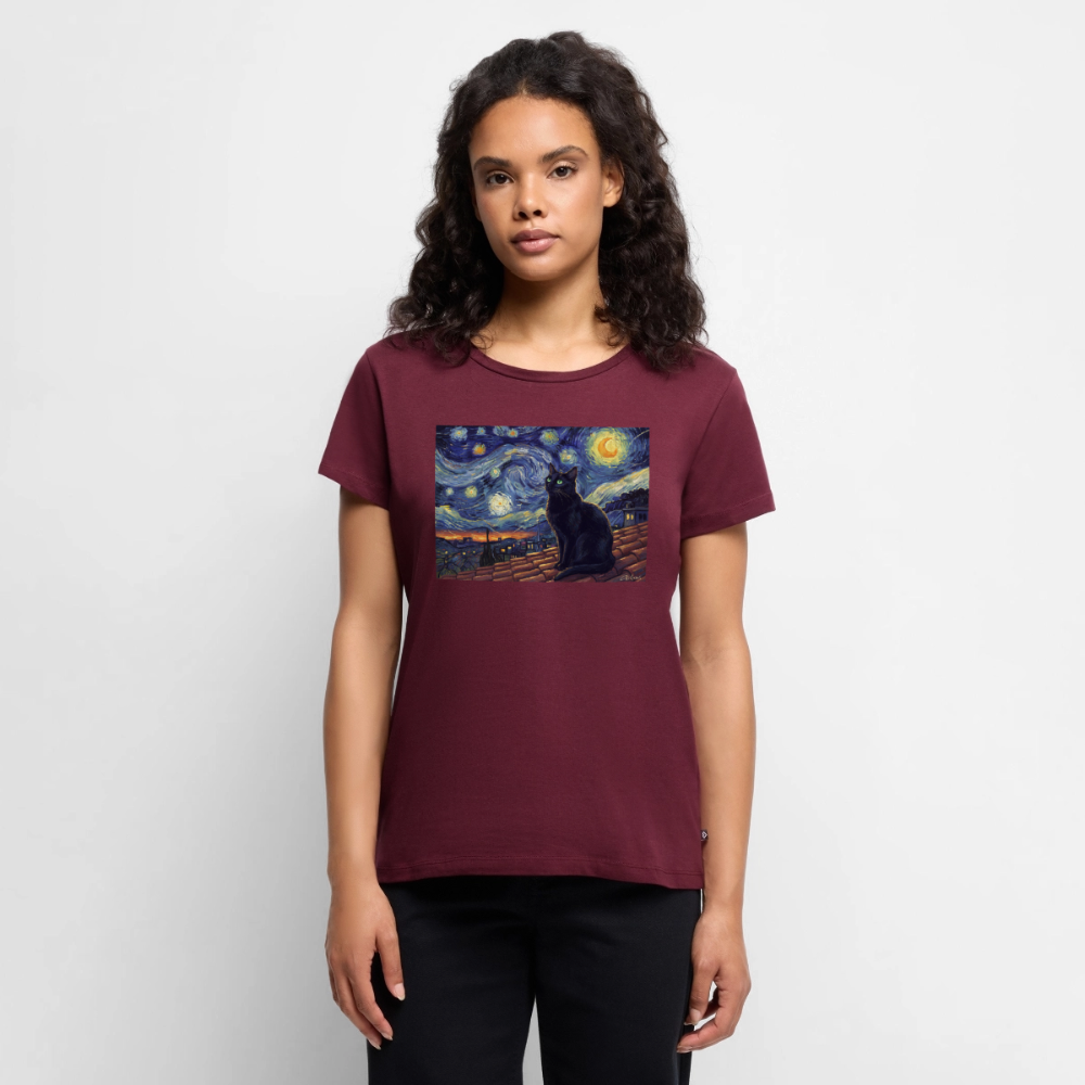 Sternennacht… aber die Katze denkt nach | Frauen Premium T-Shirt - Burgunderrot