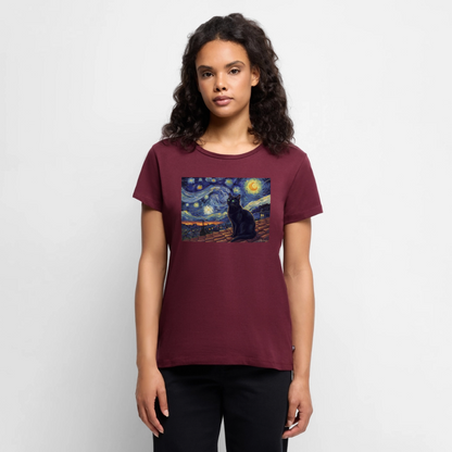 Sternennacht… aber die Katze denkt nach | Frauen Premium T-Shirt - Burgunderrot
