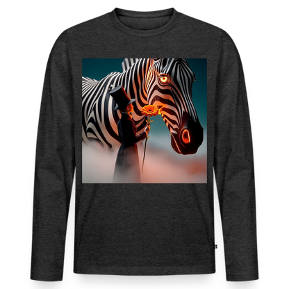 Blumen für ein Zebra | Männer Premium Bio Langarmshirt - Anthrazit meliert