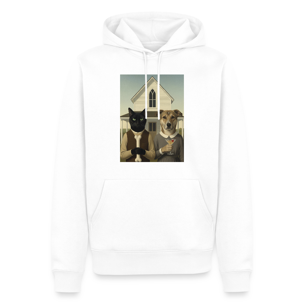 American Gothic… aber mit Katze und Hund | Männer Premium Hoodie - Weiß
