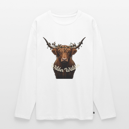 Wilder Wälder – Schwarzwald Highland Rind | Männer Premium Bio Langarmshirt - Weiß
