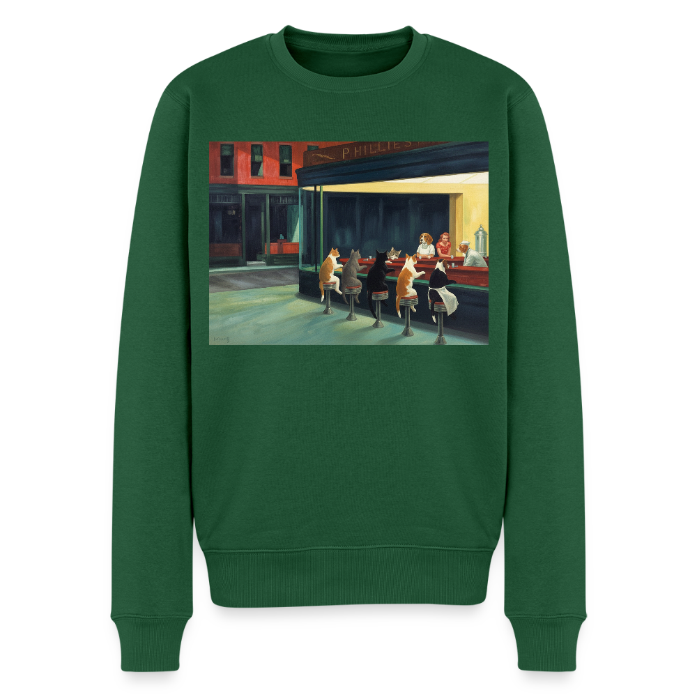 Wenn Hopper Katzen gemalt hätte |  Männer Premium Pullover - Flaschengrün