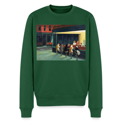 Wenn Hopper Katzen gemalt hätte |  Männer Premium Pullover - Flaschengrün