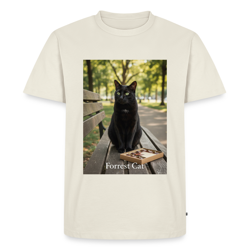 Forrest Cat – Krümel wartet | Männer Premium T-Shirt - Naturweiß