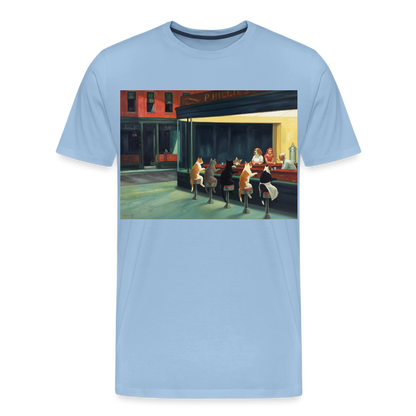 Wenn Hopper Katzen gemalt hätte | Männer Premium T-Shirt - Sky