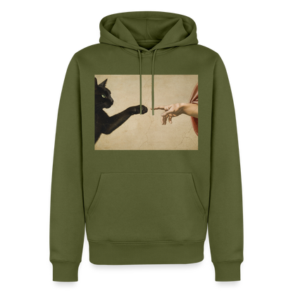 Die Erschaffung Adams… aber die Katze war schneller | Männer Premium Hoodie - Khaki