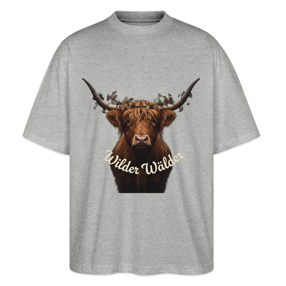 Wilder Wälder – Schwarzwald Highland Rind | Stanley/Stella Oversized Unisex Bio T-Shirt Blaster - Grau meliert