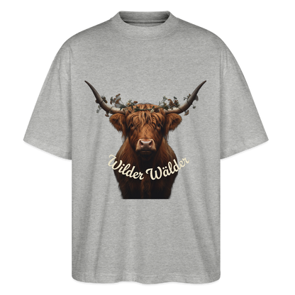 Wilder Wälder – Schwarzwald Highland Rind | Stanley/Stella Oversized Unisex Bio T-Shirt Blaster - Grau meliert