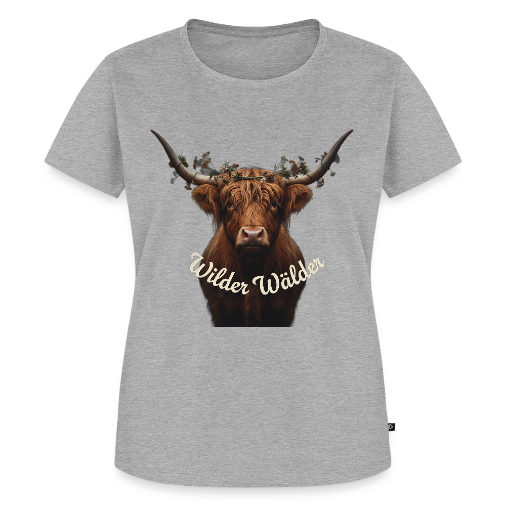 Wilder Wälder – Schwarzwald Highland Rind | Frauen Premium T-Shirt - Grau meliert