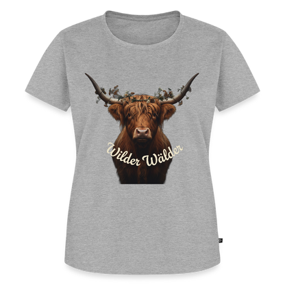 Wilder Wälder – Schwarzwald Highland Rind | Frauen Premium T-Shirt - Grau meliert