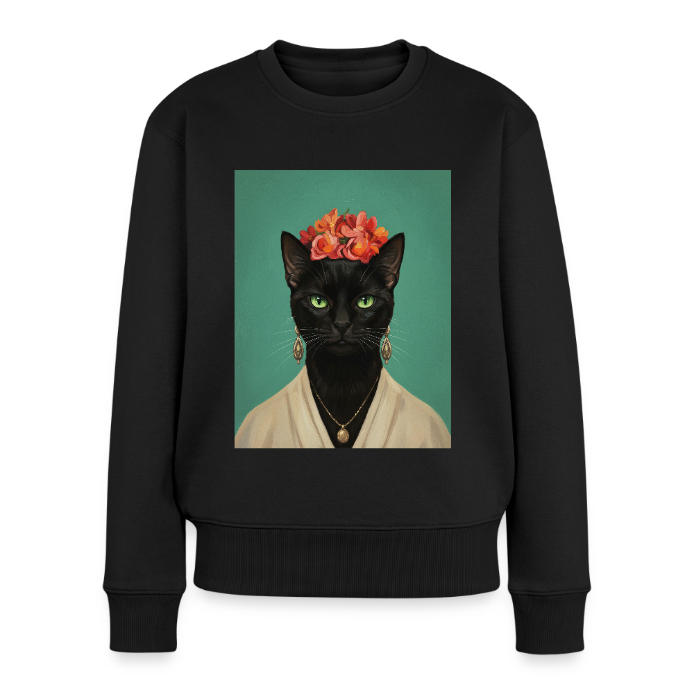 Frida Katze – Künstlerisches Katzenporträt | Frauen Premium Pullover - Schwarz