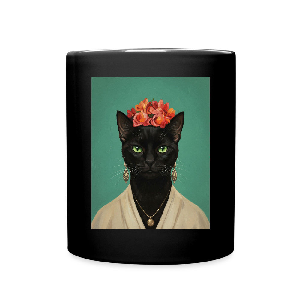 Künstlerisches Katzenporträt | Tasse - Schwarz