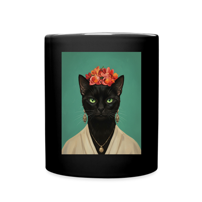 Künstlerisches Katzenporträt | Tasse - Schwarz
