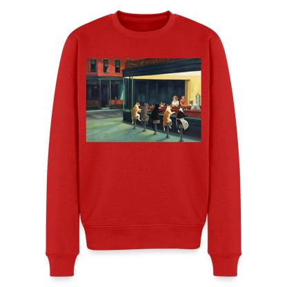 Wenn Hopper Katzen gemalt hätte |  Männer Premium Pullover - Rot