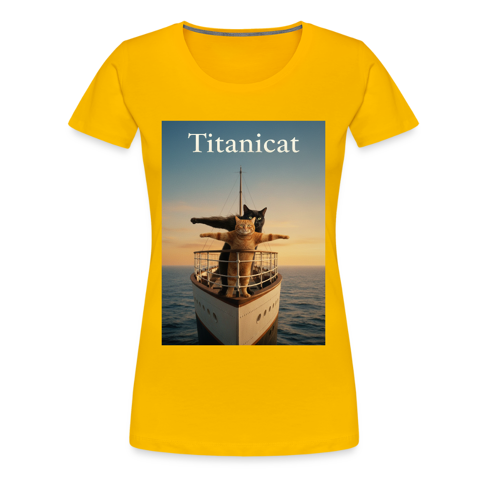 Titanicat – Ich bin der König der Kratzbäume | Frauen Premium T-Shirt - Sonnengelb