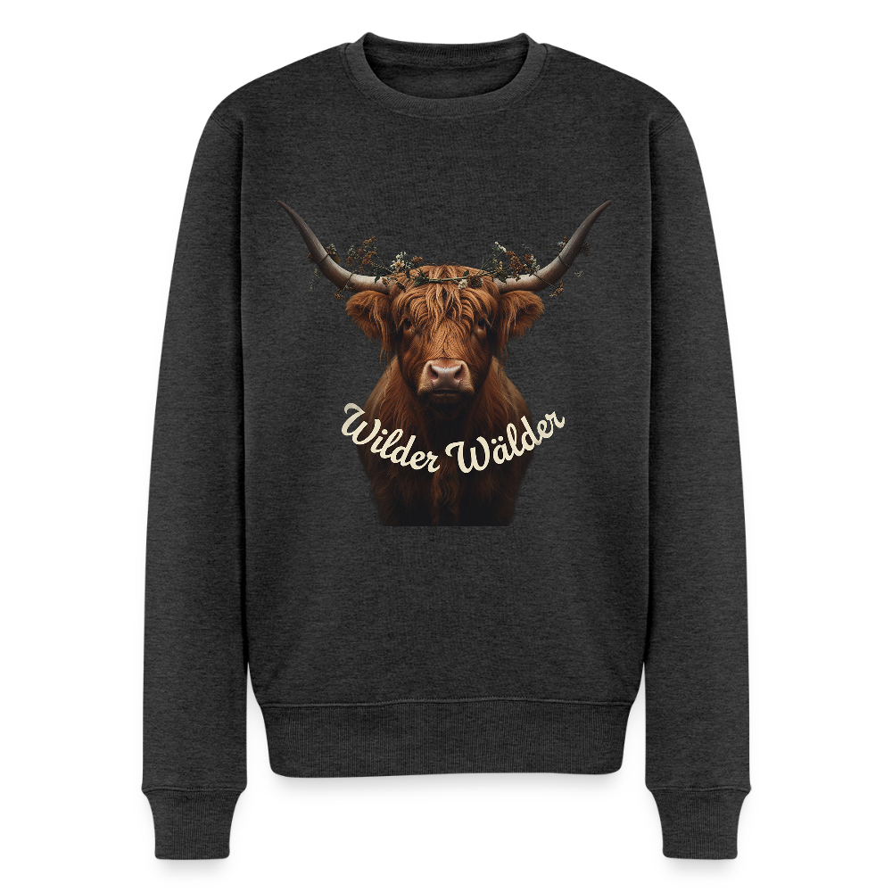 Wilder Wälder – Schwarzwald Highland Rind |  Männer Premium Pullover - Anthrazit meliert