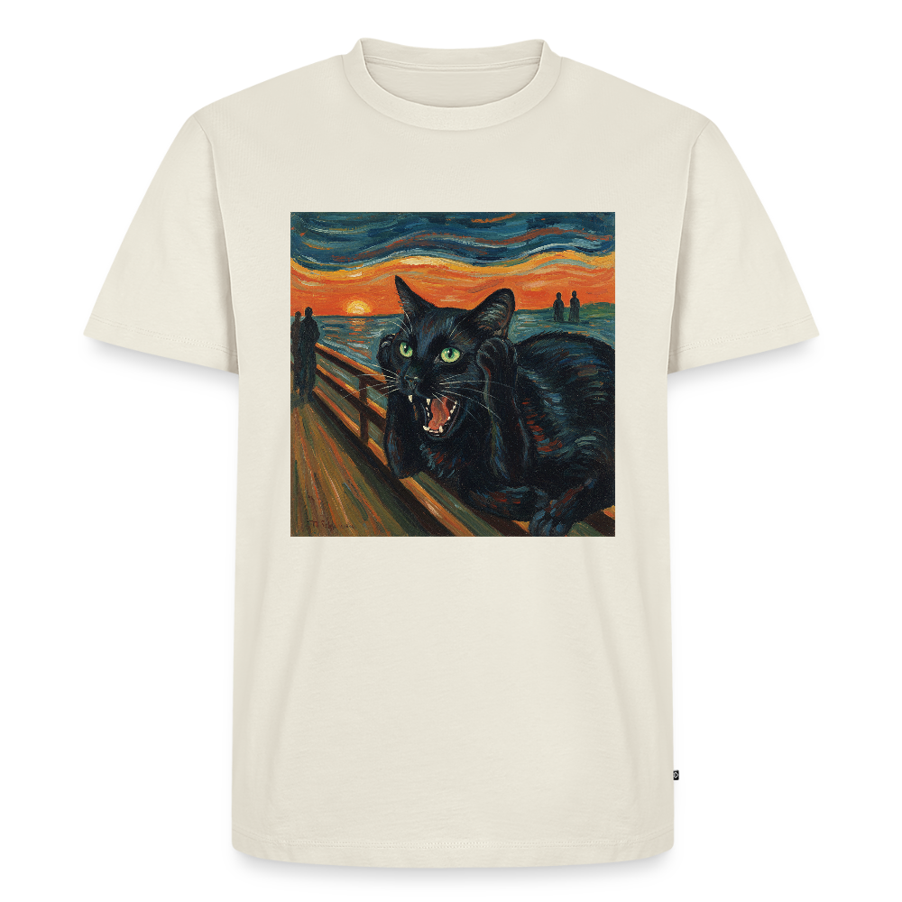 Der Schrei… aber die Katze hat’s zuerst gemerkt | Männer Premium T-Shirt - Naturweiß
