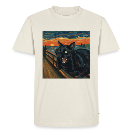 Der Schrei… aber die Katze hat’s zuerst gemerkt | Männer Premium T-Shirt - Naturweiß