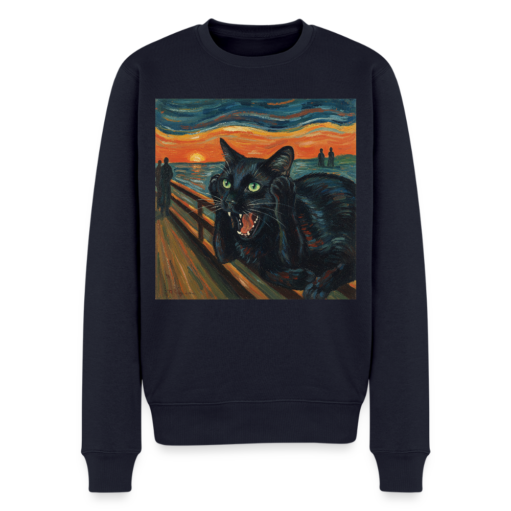 Der Schrei… aber die Katze hat’s zuerst gemerkt |  Männer Premium Pullover - Navy
