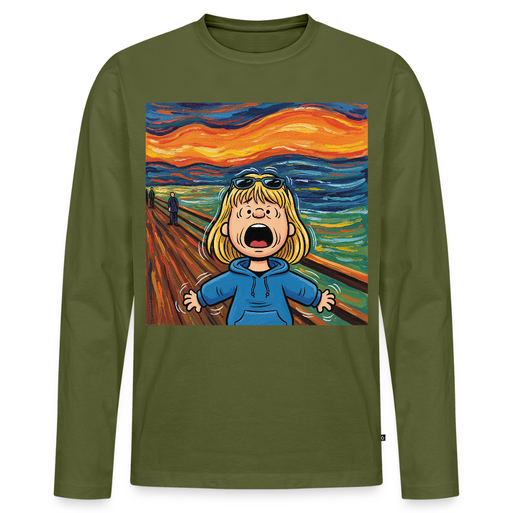 Der Schrei… manchmal bist du es selbst | Männer Premium Bio Langarmshirt - Khaki