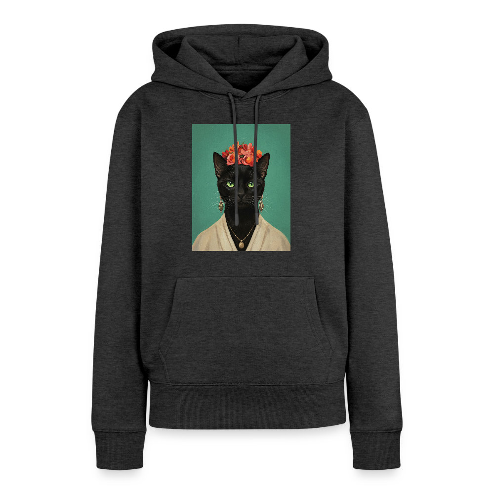 Frida Katze – Künstlerisches Katzenporträt |  Frauen Premium Hoodie - Anthrazit meliert