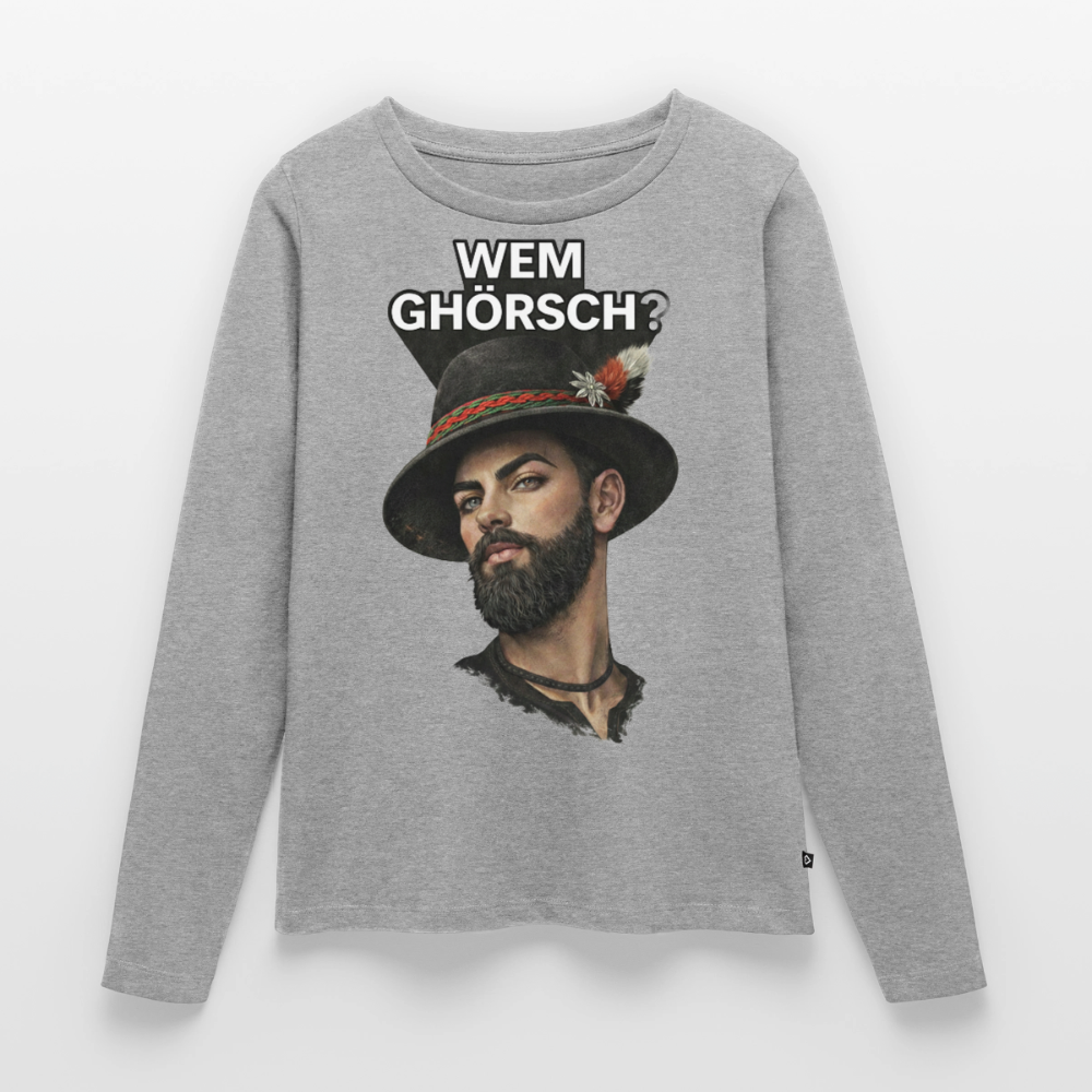 Wem ghörsch? – Alemannische Klärung | Frauen Premium Bio Langarmshirt - Grau meliert