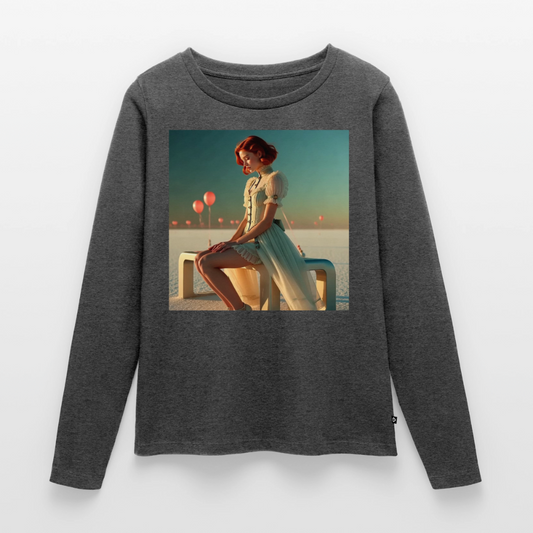 Leise Gedanken bei lauter Farben | Frauen Premium Bio Langarmshirt - Anthrazit meliert