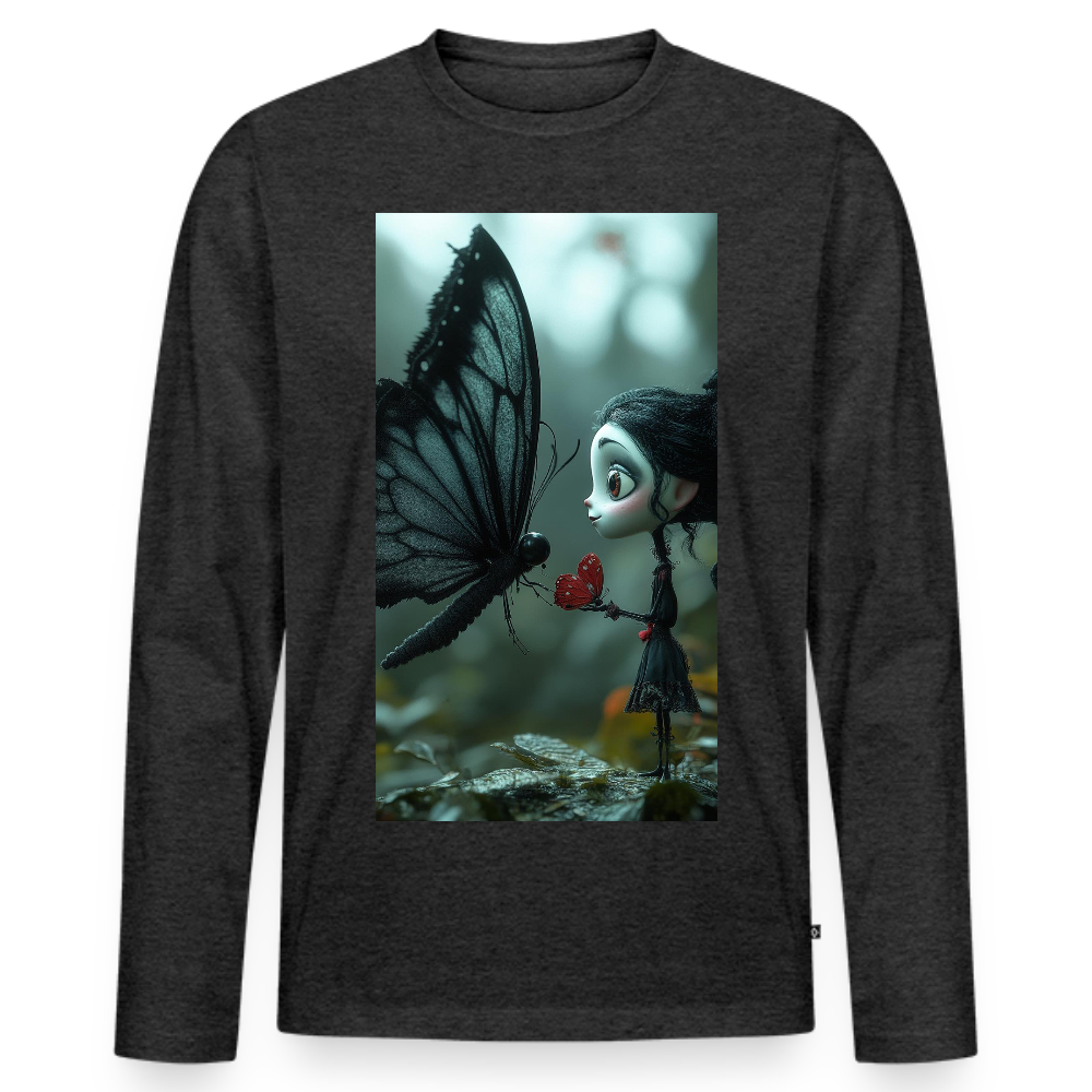 Mut für einen Moment | Männer Premium Bio Langarmshirt - Anthrazit meliert