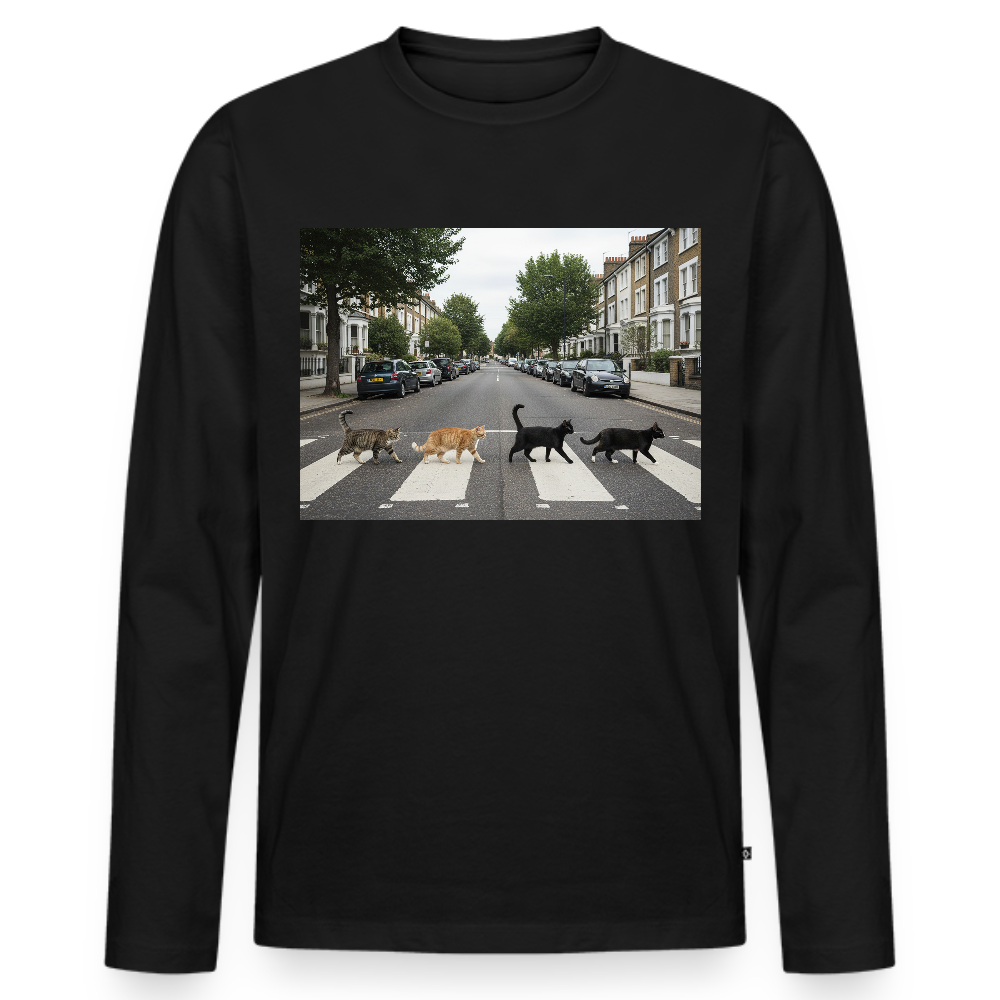 The Purrfect Crossing – Wir waren vor der Band da | Männer Premium Bio Langarmshirt - Schwarz